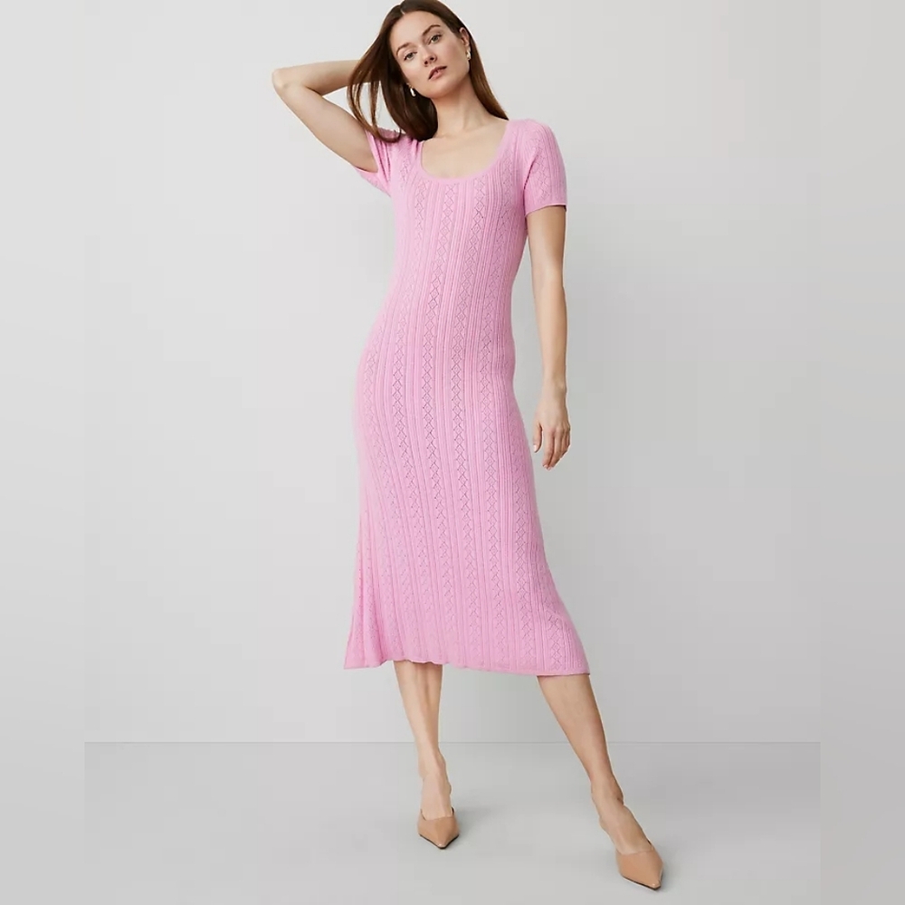 NWT - Ann Taylor Scoop Neck Lilac Midi Sweater Dress - Size M